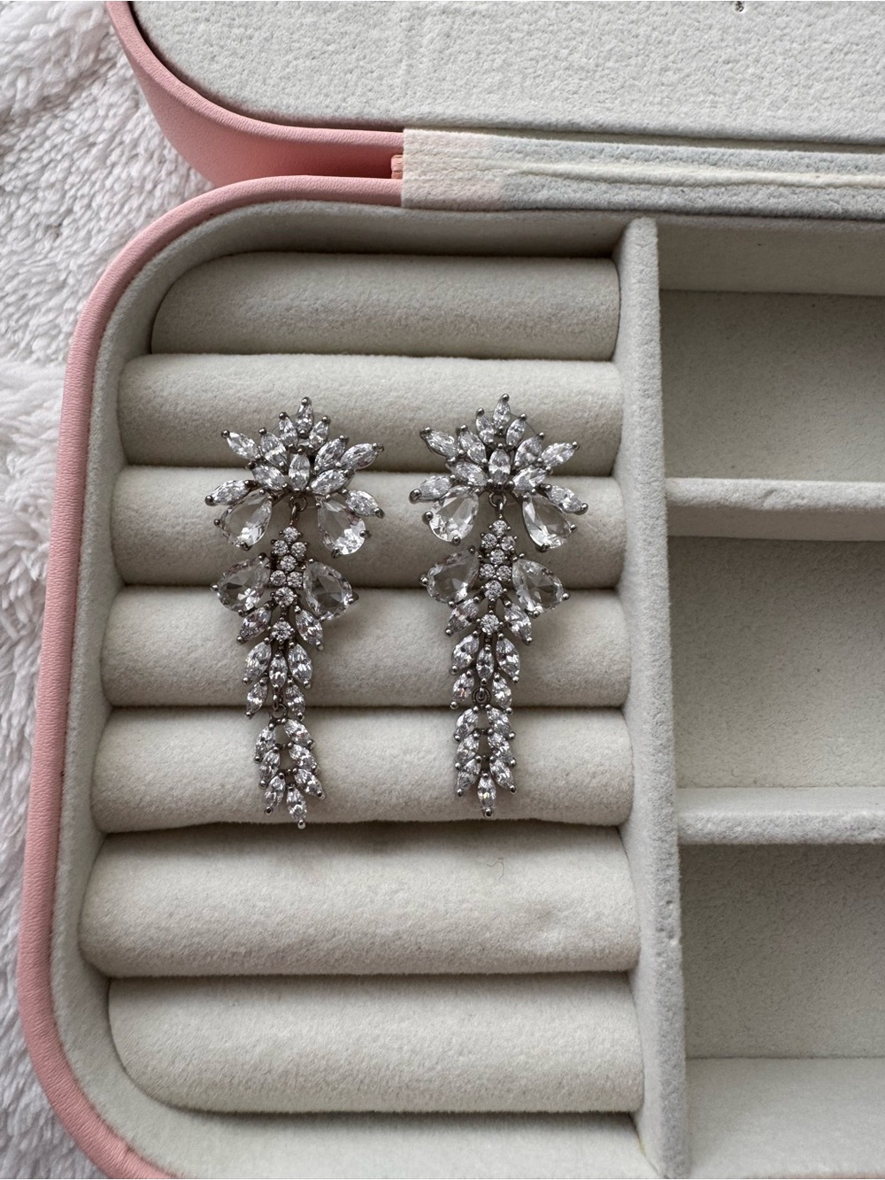Silver Crystal Cascade Drop Earrings